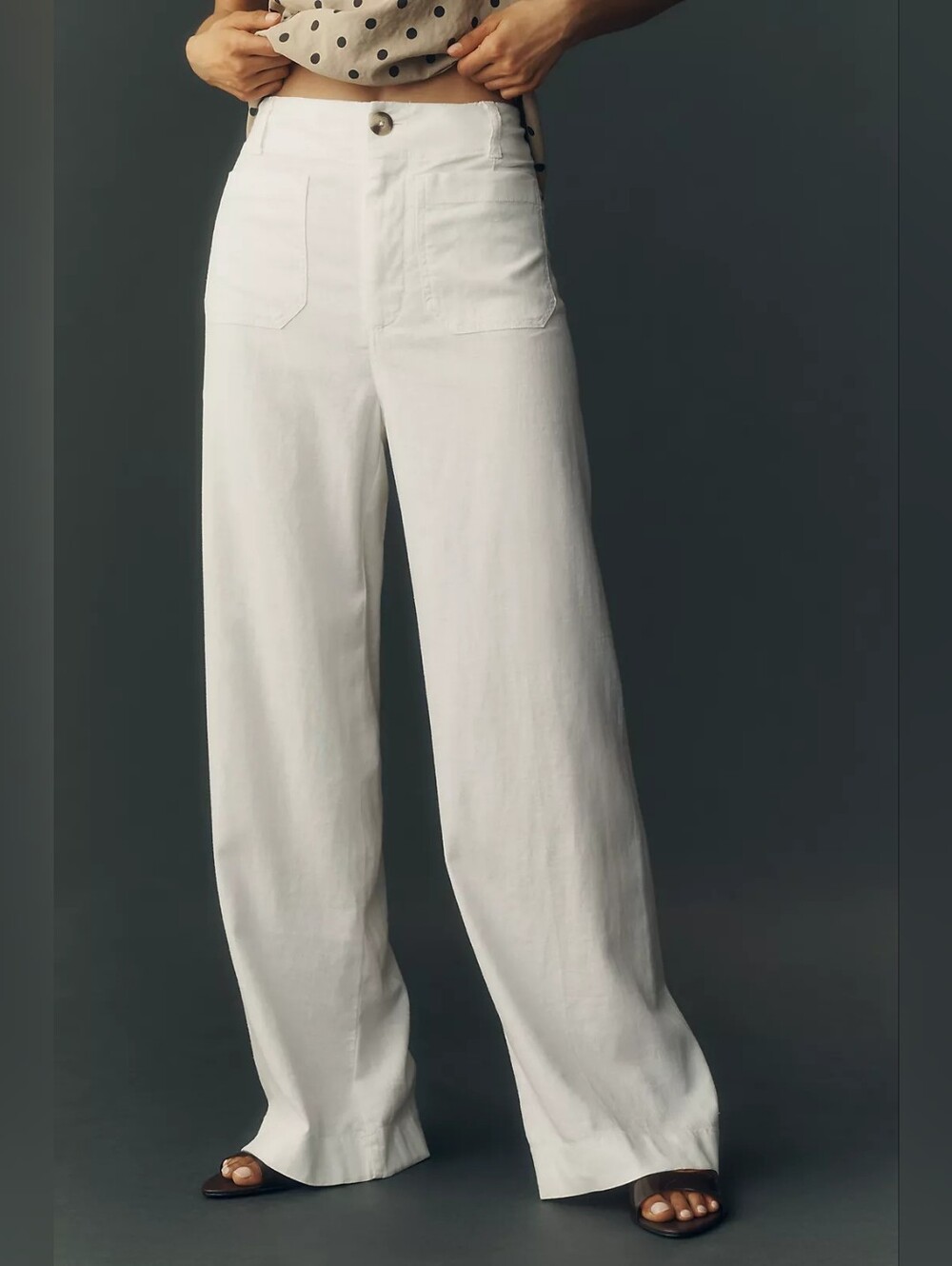 Maeve Colette Pants White Wide Leg High Rise Size 25 Full Length